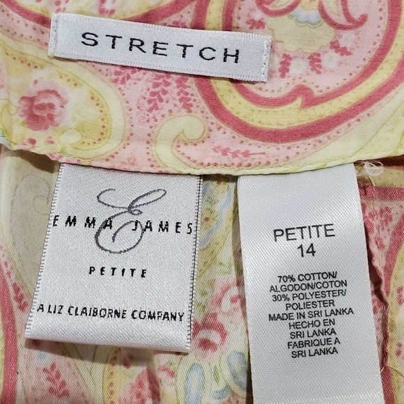 Emma James Skirt Womens Size 14 Y2K Yellow and Pink Paisley Stretch Midi A Line - Picture 6 of 8